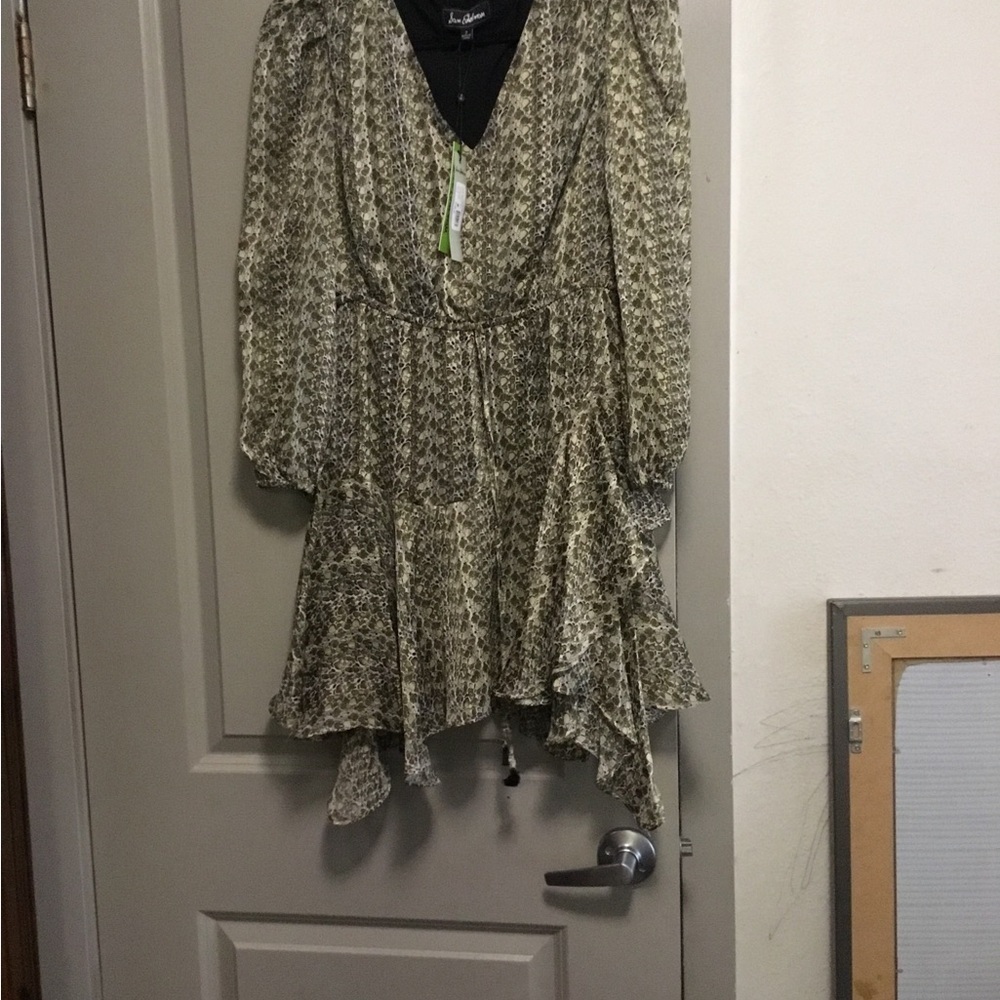 Sam Edelman White and Green Ruffled Wrap Sundress